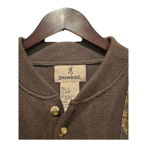 BROWNING Brown Outdoor Hunting Camo Sweater - Size Large - Picture 3 of 7